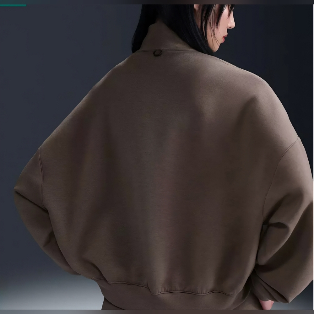 Nike 24.7 ImpossiblySoft Oversized 1/2  Zip Sweatshirt In Mink Brown, NWT - Picture 6 of 7